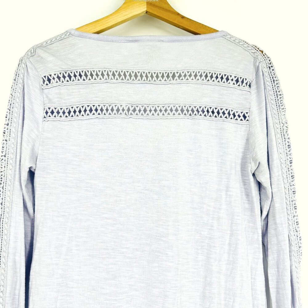 Anthropologie Deletta Light Purple Long Sleeve V-Neck Stretch Crochet Top Size S - Picture 8 of 10